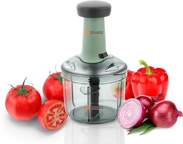 E-COSMOS Food Chopper 900ml, Steel Large Manual Hand-Press Vegetable Chopper Mixer Cutter to Cut Onion, Salad, Tomato, Potato (Pack of 1) 900ml